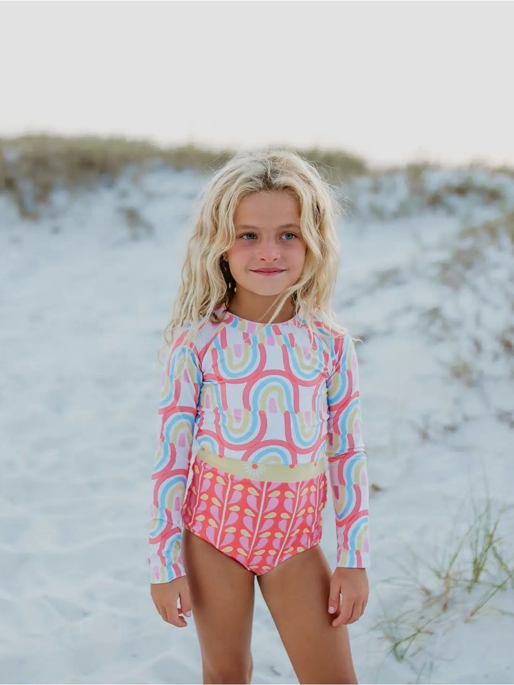 Oopsie Daisy coral zip Rashguard swim sz 6